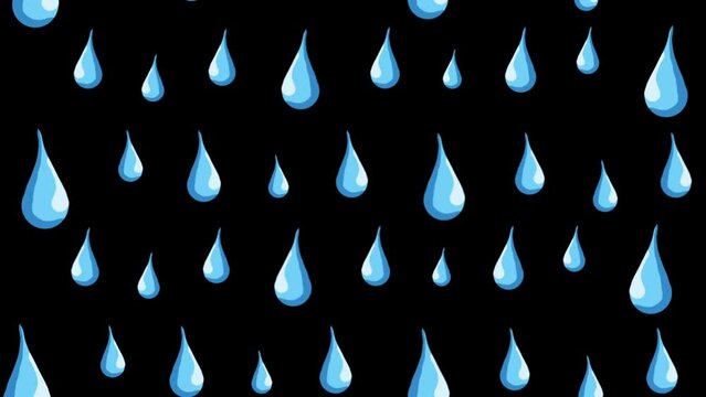 4K raindrop animation with black screen and green screen. water drop animation
