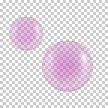 Pink bubble gum realistic transparent ball