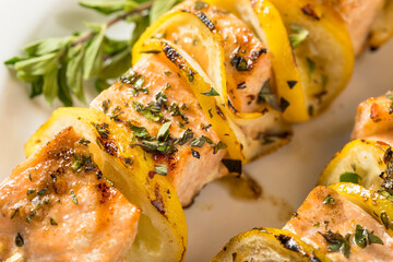 Homemade Salmon Skewer Kebabs