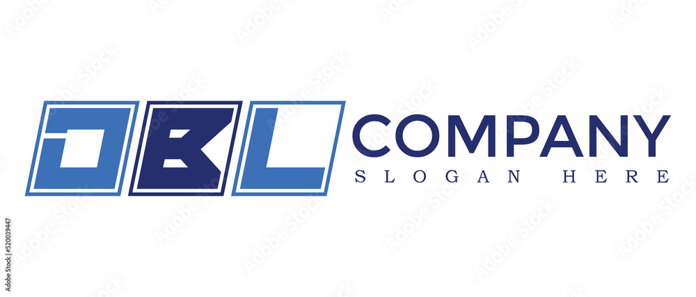 Poster dbl three letter rounded rectangle boxes shape element symbol digital initial technology media busin