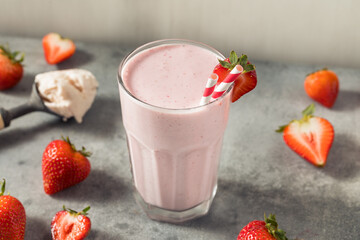 Cold Frozen Strawberry Milk Shake