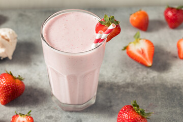 Cold Frozen Strawberry Milk Shake