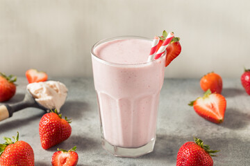 Cold Frozen Strawberry Milk Shake
