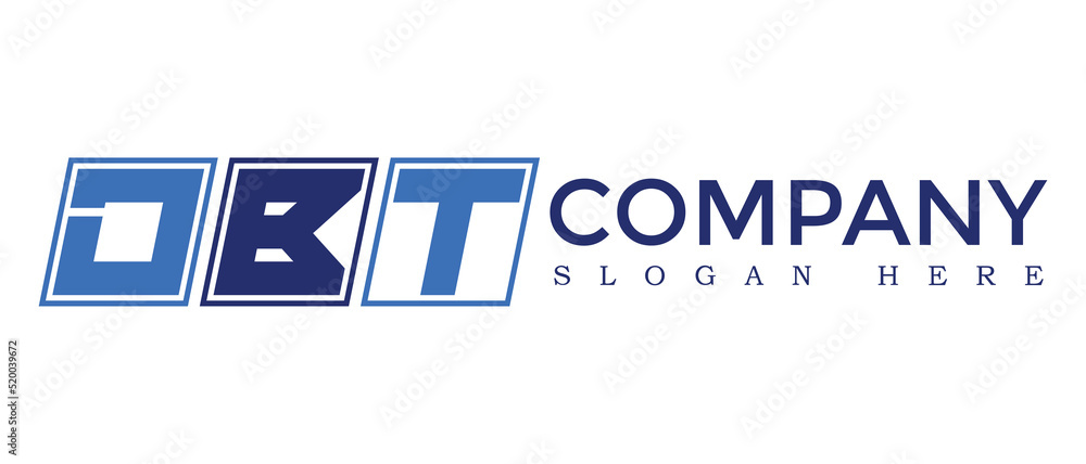 Poster dbt three letter rounded rectangle boxes shape element symbol digital initial technology media busin
