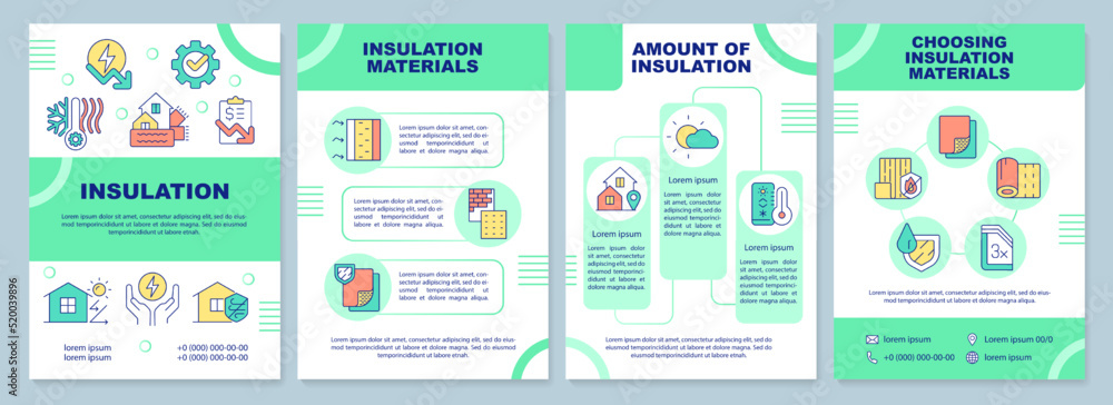Poster building insulation brochure template. thermal management. leaflet design with linear icons. editabl