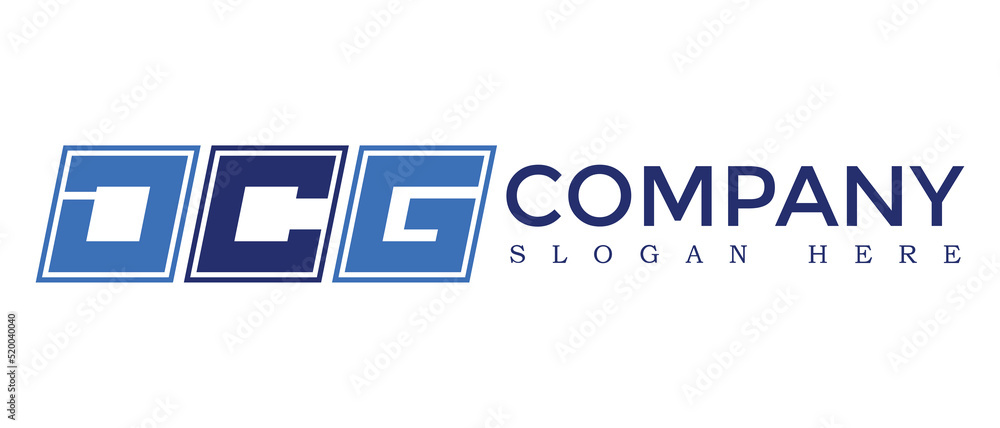 Poster dcg three letter rounded rectangle boxes shape element symbol digital initial technology media busin