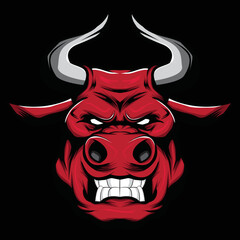 angry red cow head logo