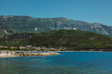 Amazing view of the Adriatic sea and Budva town, Montenegro.