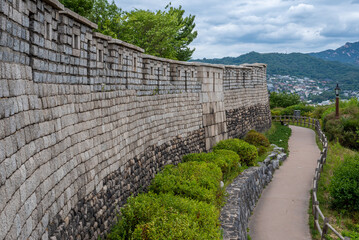 Seoul City Wall fortress protecting capital of South Korea