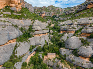Fototapeta na wymiar View of amazing stone mountains in Serra del Montsant in Catalonia, Spain