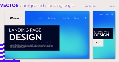 Collection of landing page templates. Modern full vector gradient backgrounds for multi purpose use, phone and web layout - fully editable	
