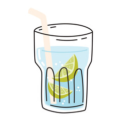 glass of water with lime. refreshing summer concept drink lots of water