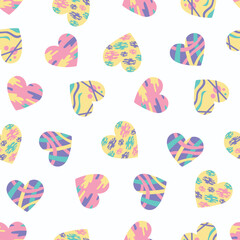 Love story abstract heart pattern. Nice pattern in delicate colors. Set of abstract hearts.