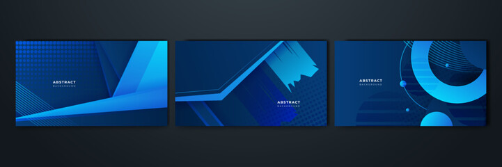 Modern gradient dynamic blue lines shapes abstract background