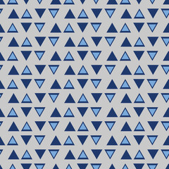 blue triangles with grey background seamless repeat pattern