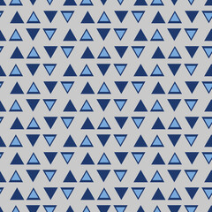 blue triangles with grey background seamless repeat pattern