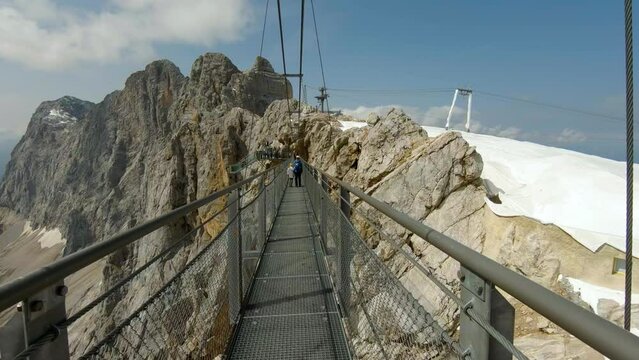 Pedestrian suspension bridge on the Dachstein in Austria.
