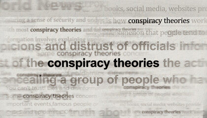 Fototapeta premium Headline titles media with Conspiracy theories 3d illustration