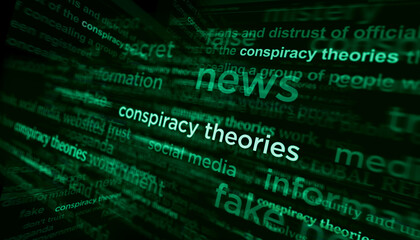 Headline titles media with Conspiracy theories 3d illustration - obrazy, fototapety, plakaty