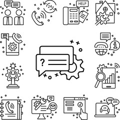 Gear, services, chat bubble icon in a collection with other items