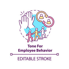 Tone for employee behavior concept icon. Benefit of business ethics abstract idea thin line illustration. Collaboration. Isolated outline drawing. Editable stroke. Arial, Myriad Pro-Bold fonts used
