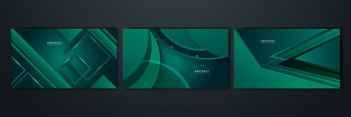 Modern dark green abstract geometric background wallpaper design. Design for poster, template on web, backdrop, banner, brochure, website, flyer, landing page, presentation, certificate, and webinar