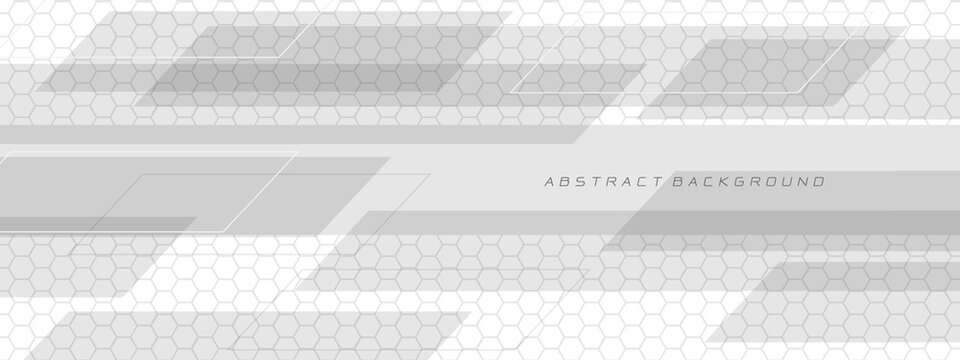 Abstract white grey geometric futuristic technology geometric on hexagon mesh design modern background vector