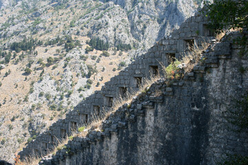 A view at Kotor City walls, Montenegro