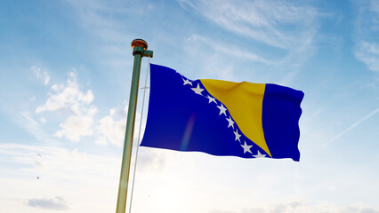 Flag of Bosnia and Herzegovina. 3d rendering.