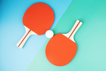 ping pong, table tennis rackets, competitions and tournament concept