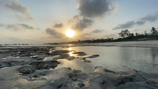 Beautiful sunset timelapse on the beach in Watamu Blue Bay, Kenya