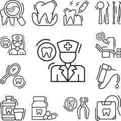 Dentist doctor male icon in a collection with other items