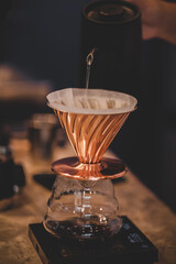Coffee shop concept : Barista prepare coffee set drip before pour over coffee