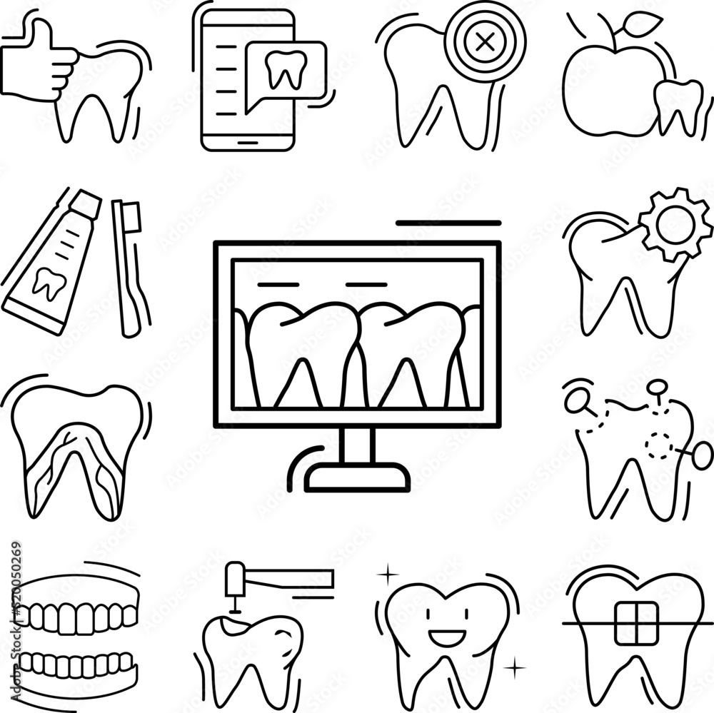 Poster dental imaging tooth computer icon in a collection with other items