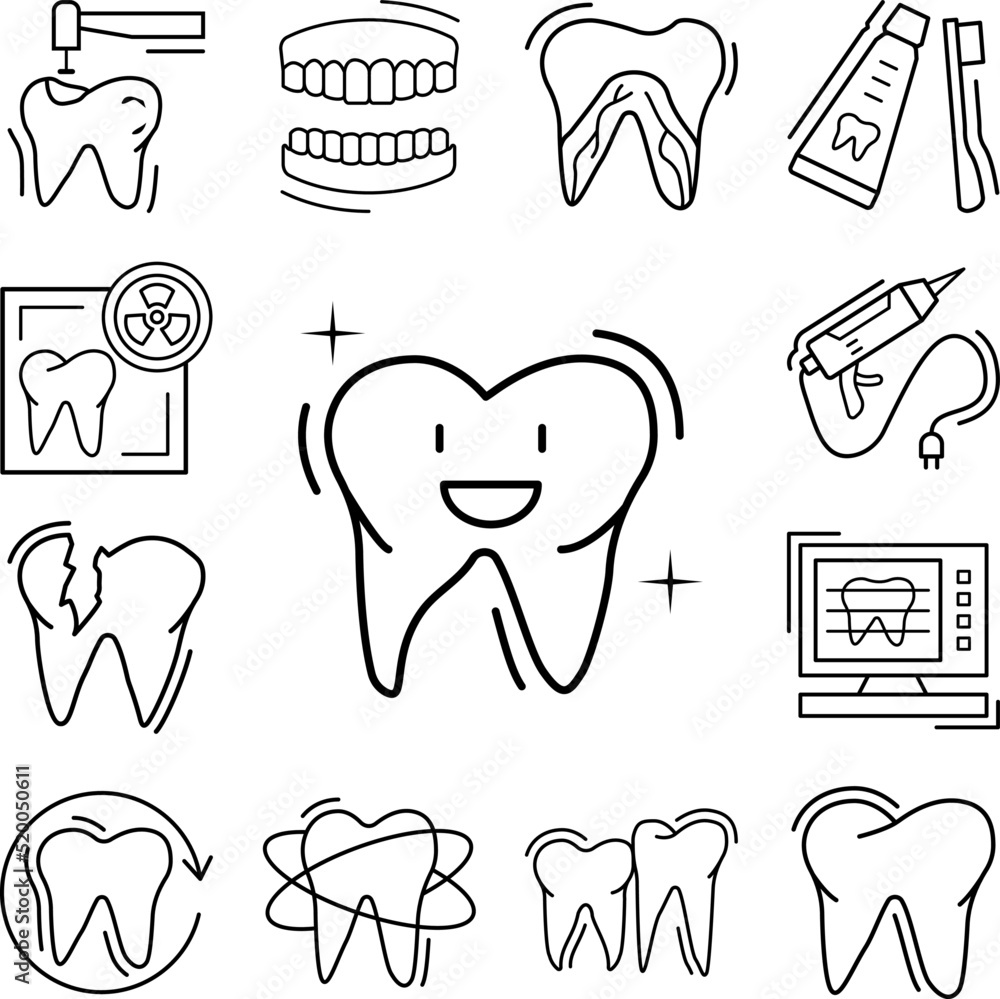 Poster cleaned tooth happy icon in a collection with other items