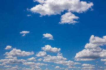 Naklejka na ściany i meble Cloudscape of Beautiful Cumulonimbus Clouds on Perfect Blue Sky in Summer Background