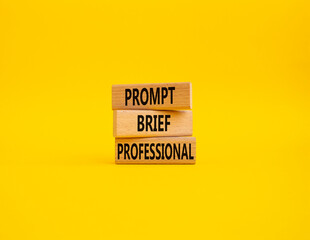 Promt Brief Professional symbol. Concept words Promt Brief Professional on wooden blocks. Beautiful...