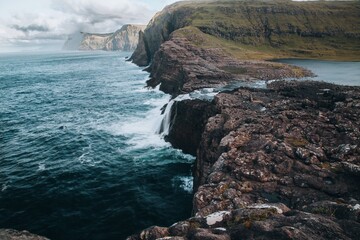 The Bosdalafossur waterfall in Vagar, Faroe Islands