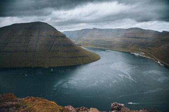 Views of Kunoy and Bordoy from Klakkur, Faroe Islands