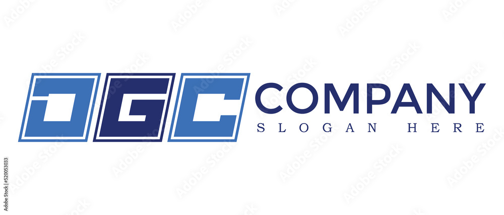 Poster dgc three letter rounded rectangle boxes shape element symbol digital initial technology media busin