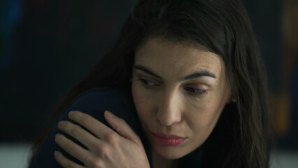 Thoughtful woman in 30s thinking in dilemma. Pensive person pondering decision