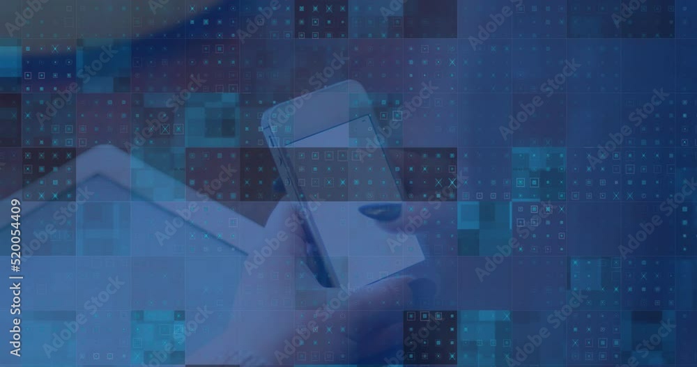 Poster animation of data processing over hands using smartphone