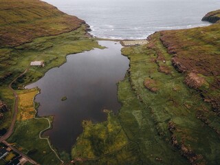Nidara Vatn Lake in the Faroe Islands in Eidi village