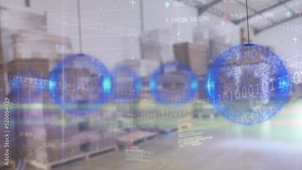 Poster animation of data processing over spots and warehouse