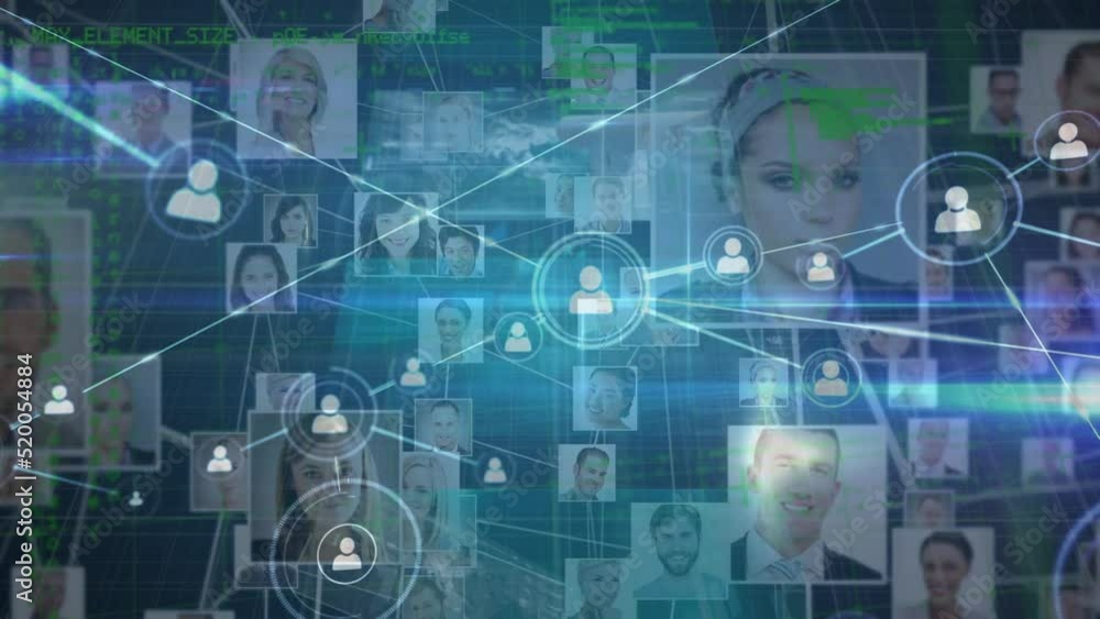 Poster animation of data processing over people icons