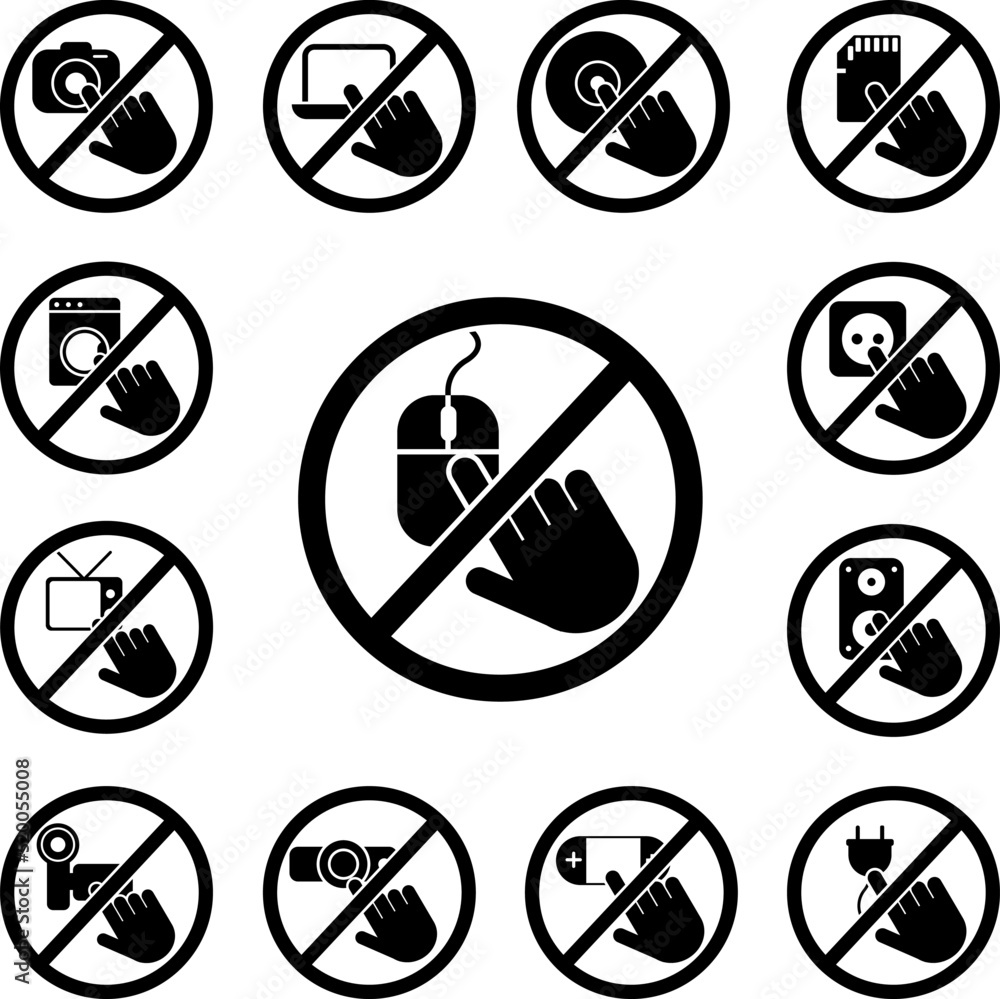 Poster do not touch, mouse icon in a collection with other items
