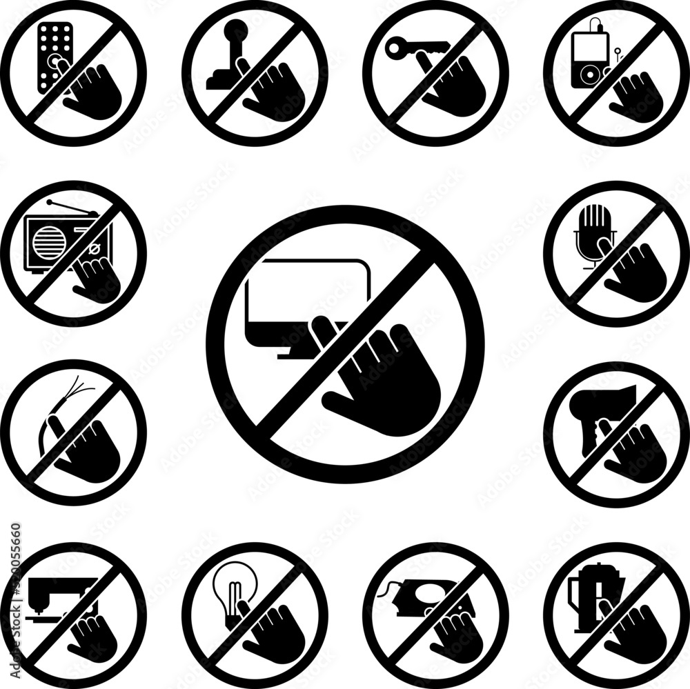 Poster do not touch, monitor icon in a collection with other items