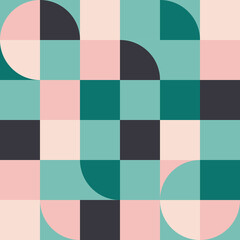 Geometric mosaic circles square pattern menthol pink color