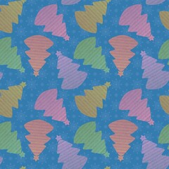 Christmas tree seamless new year pattern for wrapping and clothes print and festive accessories and kids