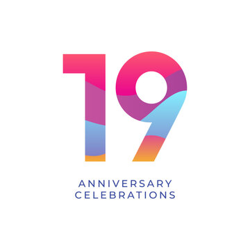 19 year anniversary design template. vector template illustration